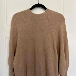 Charli Oversized Brown Knit Rib Crew-Neck Pullover Sweater One Size